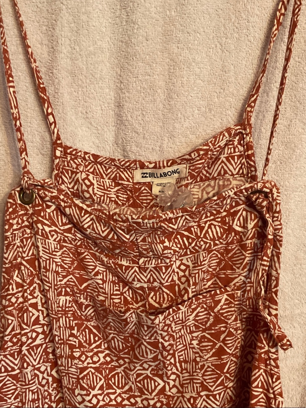 Billabong Rust and White Printed Spaghetti-Strap Camisole